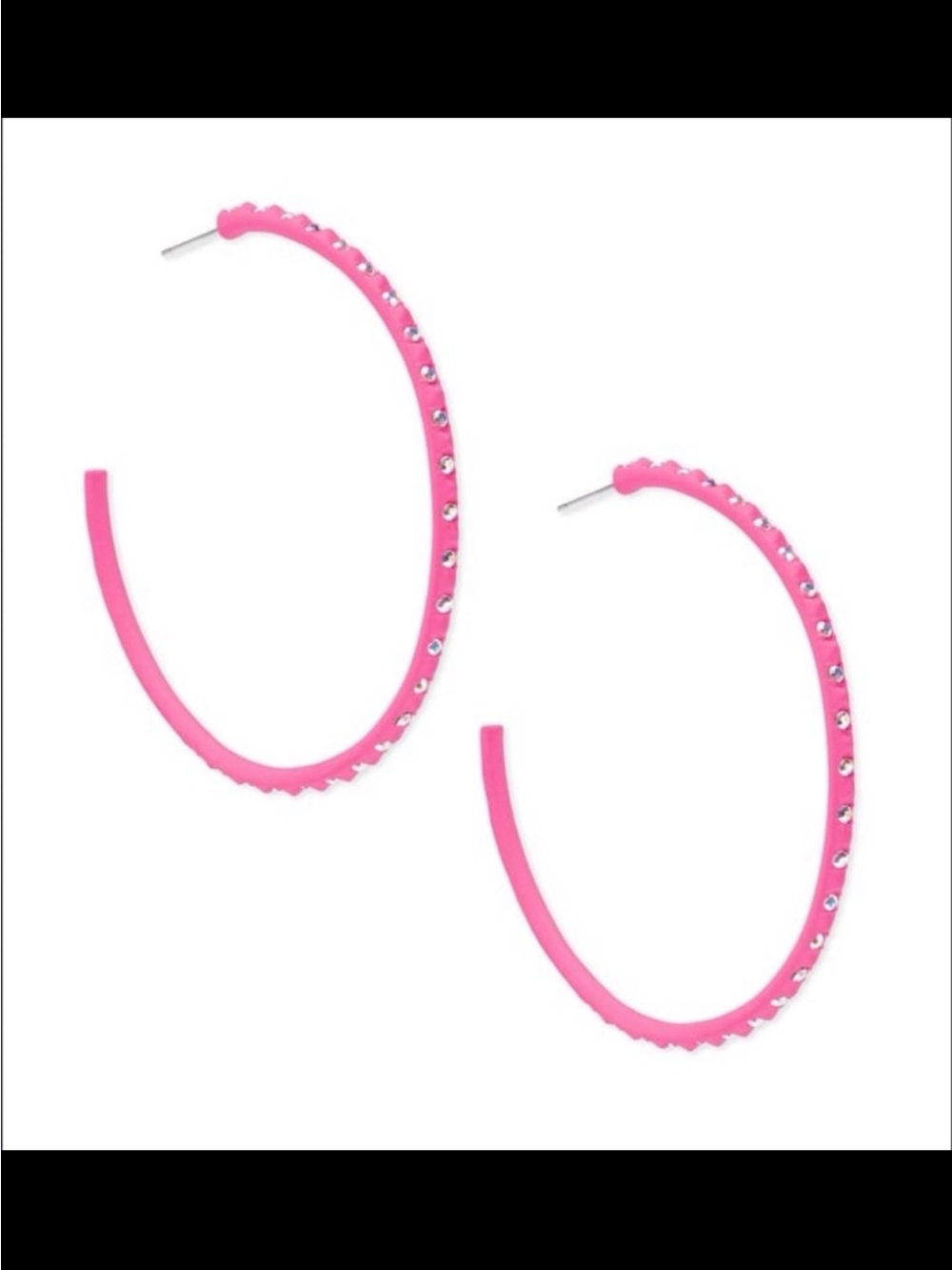 Kendra Scott 2" Val Hoop Matte pink Crystal Accent Earrings like new